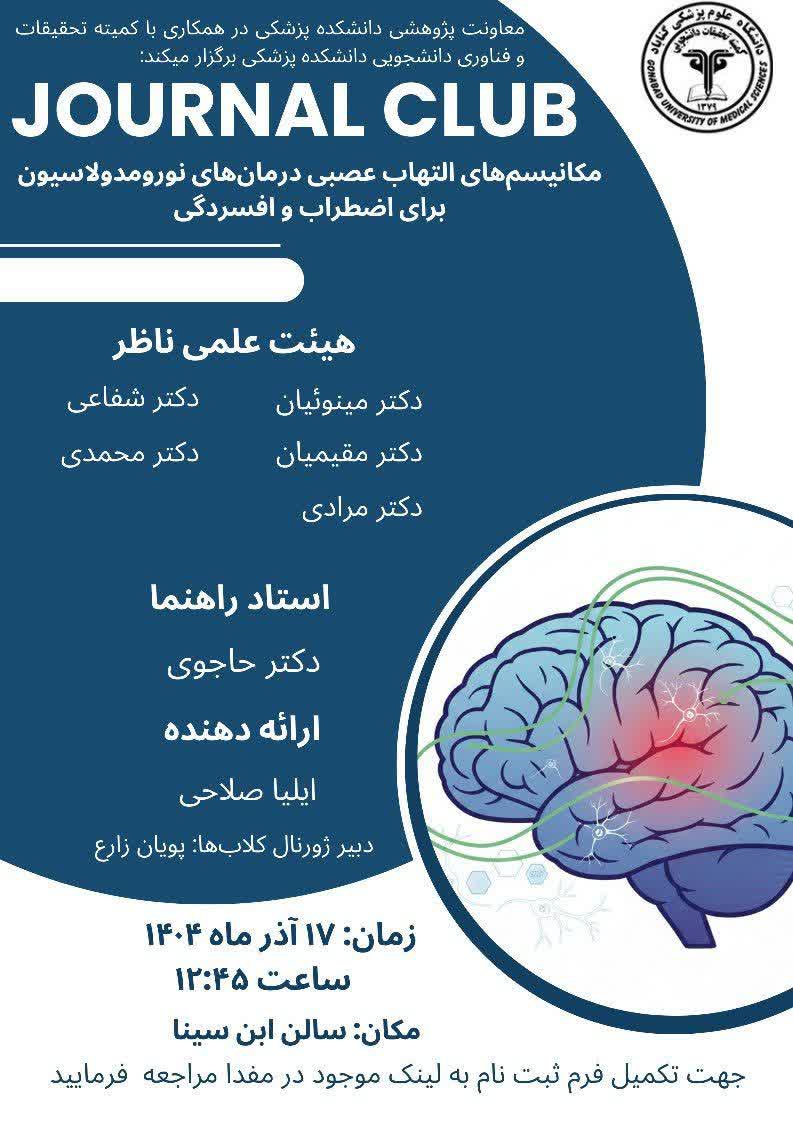 ژورنال کلاب بررسی مقاله "مکانیسم‌های التهاب عصبی درمان‌های نورومدولاسیون برای اضطراب و افسردگی"